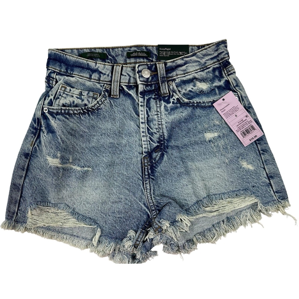 Wild Fable Womens High Rise Distressed Denim Shorts Light Wash Size 0